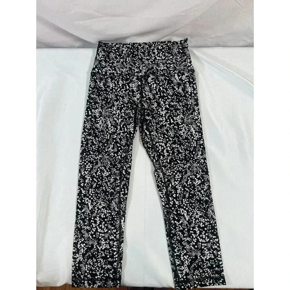 Lululemon Wunder Under Crop High Rise Legging Sz 6 Black White
